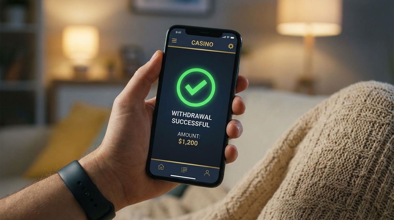 Interfejs mobilny kasyna z potwierdzeniem szybkiej transakcji