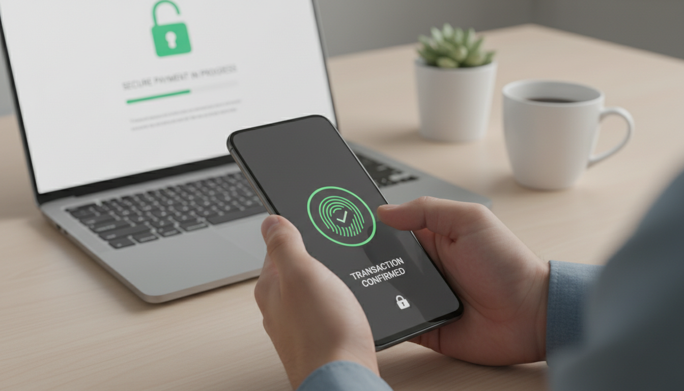 Osoba korzystająca z bankowości mobilnej do autoryzacji płatności